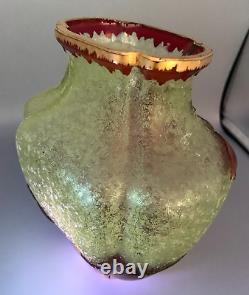Vr Baccarat Crystal Glass Vase Lobe Acid Cameo Pointsettia Art Nouveau Eglantier