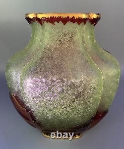 Vr Baccarat Crystal Glass Vase Lobe Acid Cameo Pointsettia Art Nouveau Eglantier