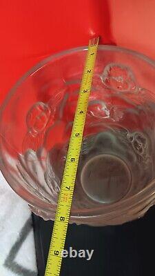 Vtg French Sculpted Lalique-Style Figural Cherub Angel Frosted Glass Vase 9