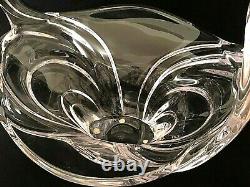 Vtg Huge VANNES Crystal Centerpiece Double Handled Vase Basket French Art Glass