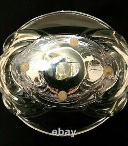 Vtg Huge VANNES Crystal Centerpiece Double Handled Vase Basket French Art Glass