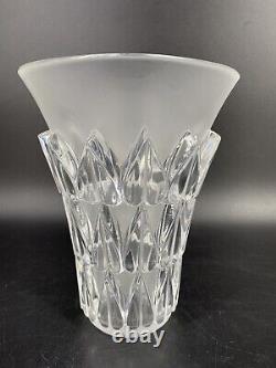 Vtg Lalique French Art Glass Feuilles Vase Frosted Flaring Rim Art Deco VG/EX