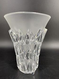 Vtg Lalique French Art Glass Feuilles Vase Frosted Flaring Rim Art Deco VG/EX
