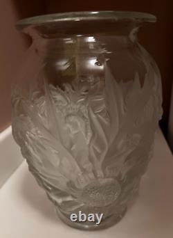 Vtg Verlys Alpine Thistle Vase French Art Glass 1930s Signed Manganese Glow