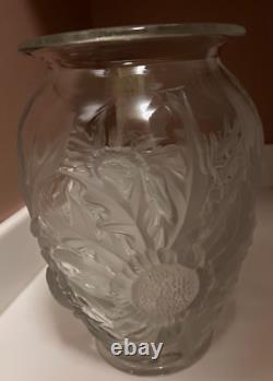 Vtg Verlys Alpine Thistle Vase French Art Glass 1930s Signed Manganese Glow