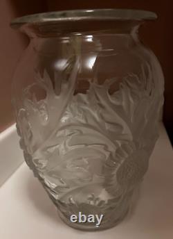 Vtg Verlys Alpine Thistle Vase French Art Glass 1930s Signed Manganese Glow