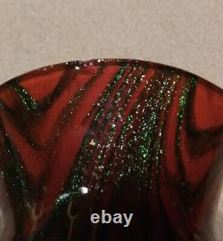 WOW Antique Legras Aventurine Red & Green Gilt Decorated French Art Glass Vase