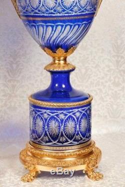 XL Architectural Amphora Cut Glass Vases Urns French Empire 4.5 Feet