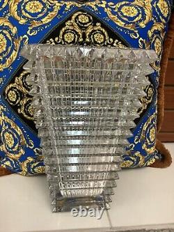 XL BACCARAT STYLE CLEAR CRYSTAL VASE 12 HEAVY SIGNED FRANCE MAKER UNKNOWN 8Lb