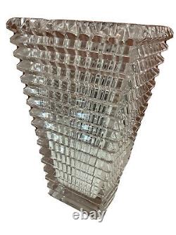XL BACCARAT STYLE CLEAR CRYSTAL VASE 12 HEAVY SIGNED FRANCE MAKER UNKNOWN 8Lb